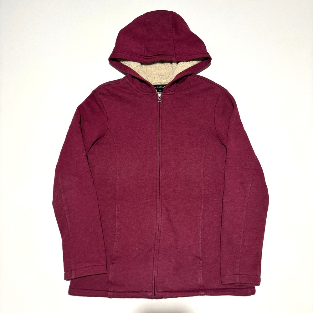 Lady Hathaway Burgundy Sherpa Lined Full Zip Hoodie Jacket Women's‎ S/P